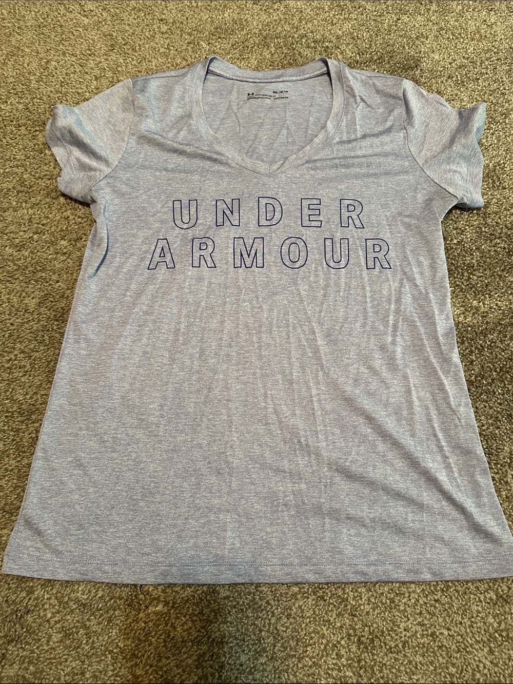Under Armour Short-Sleeve V-Neck Tee with Navy Outlined Logo